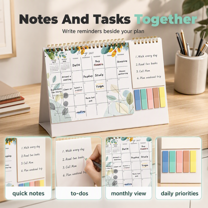2027 Creative Desk Calendar with Sticky Notes