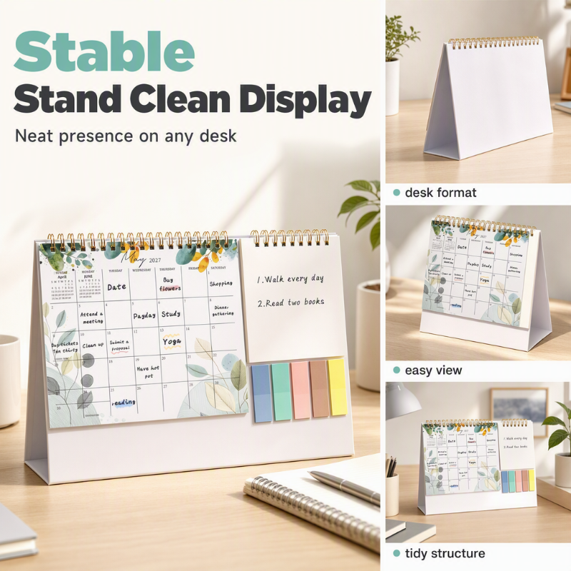 2027 Creative Desk Calendar with Sticky Notes