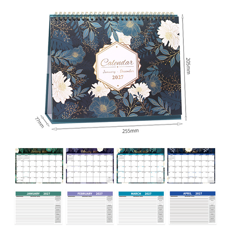 2027 Creative Desk Calendar with Sticky Notes