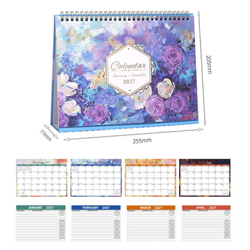 2027 Creative Desk Calendar with Sticky Notes