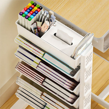 🎁2026 New Arrivals 50% OFF💥Movable Bookshelf on Wheels – 5/6 Tiers, 45° Angled, Lockable Casters 📖