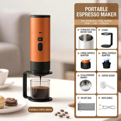 🎁2026 New Arrivals 50% OFF💥Portable Espresso Maker – digital display, Type-C rechargeable, 90ml tank & 120ml cup. Enjoy fresh hot coffee anywhere! 🛡️💪