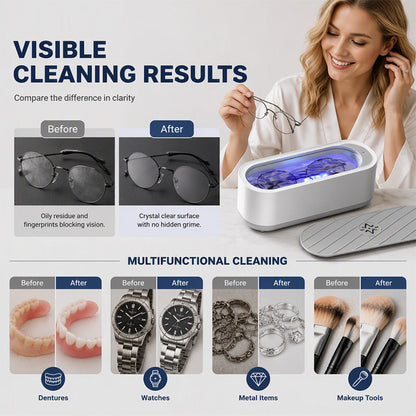 🔋 Rechargeable Ultrasonic Cleaner: Sonic Cavitation, 300ml, Cordless