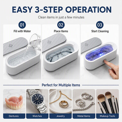 🔋 Rechargeable Ultrasonic Cleaner: Sonic Cavitation, 300ml, Cordless