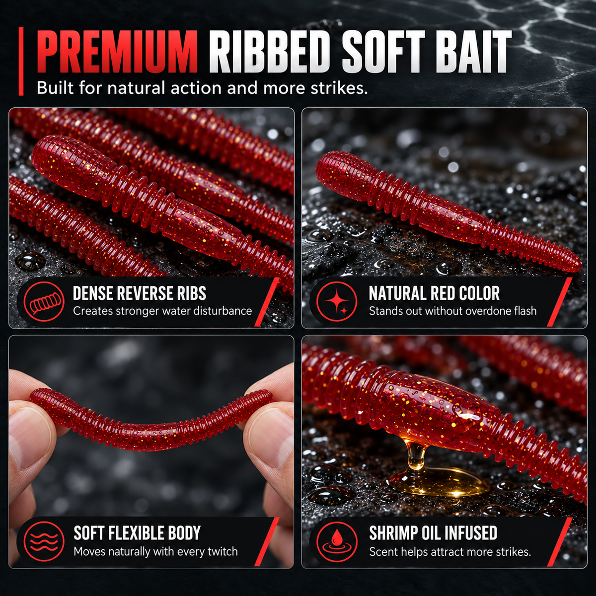 🎣HOT SALE!Soft Plastic Worm Fishing Lures🐟