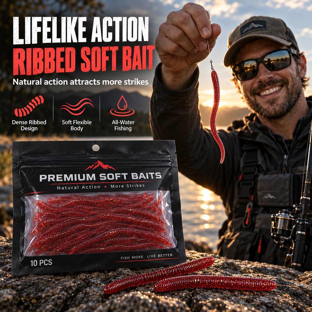 🎣HOT SALE!Soft Plastic Worm Fishing Lures🐟