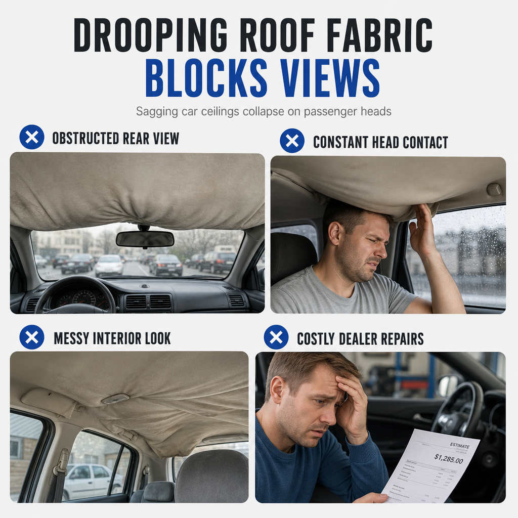🚗 LIMITED-TIME 50% OFF 🔧 Car Headliner Repair Kit — Fix Sagging Roof Fabric, Snap Buttons & Rivets