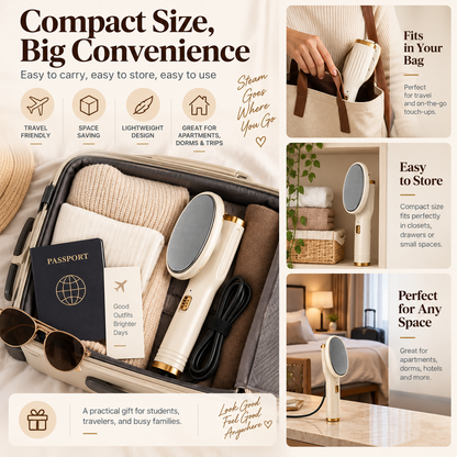 👔✨Hot Sale 50% OFF👔✨ Portable Handheld Garment Steamer.20s Heat-Up, Dry & Wet Modes, Leak-Proof 🌫️