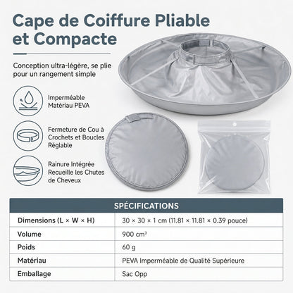 🥳2026 HOT SALE🥳💞50K+ SOLD! ✂️🧹 Hair Cutting Cape with Catcher – built-in groove traps clippings, no mess on clothes or floors. Waterproof, non-static, folds flat. Perfect for home trims & kids' cuts! 💇✅
