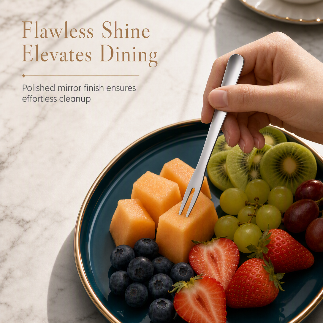 2-in-1 Stainless Steel Dessert Spoon Fruit Fork Set