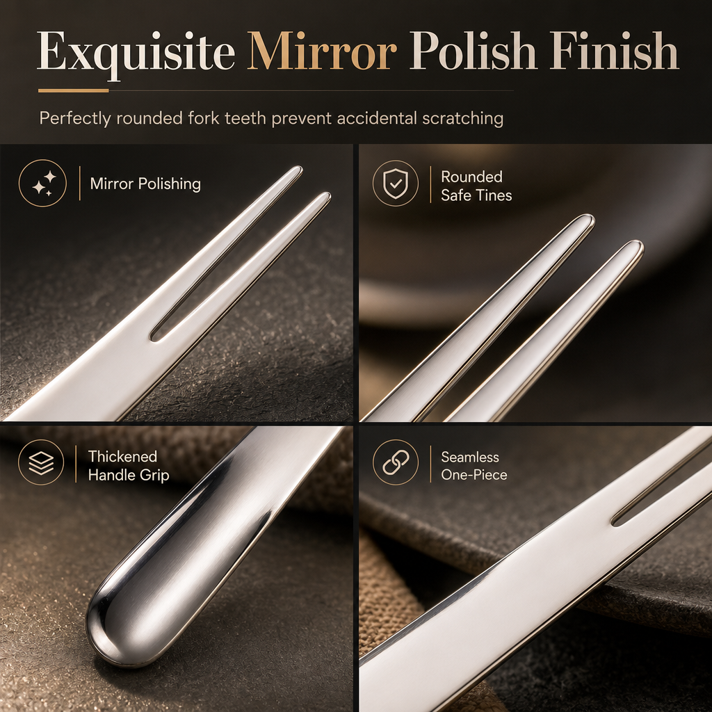 2-in-1 Stainless Steel Dessert Spoon Fruit Fork Set