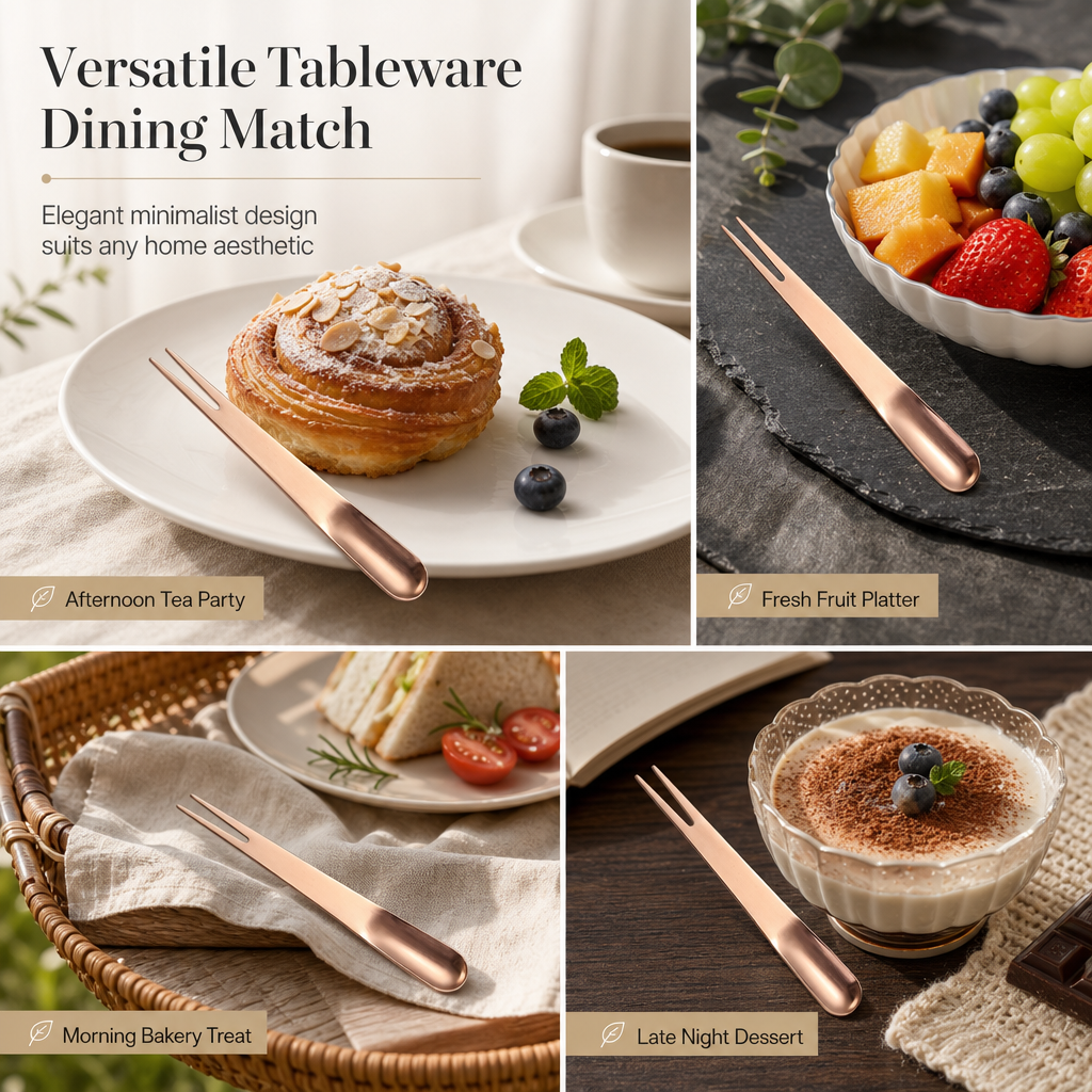 2-in-1 Stainless Steel Dessert Spoon Fruit Fork Set