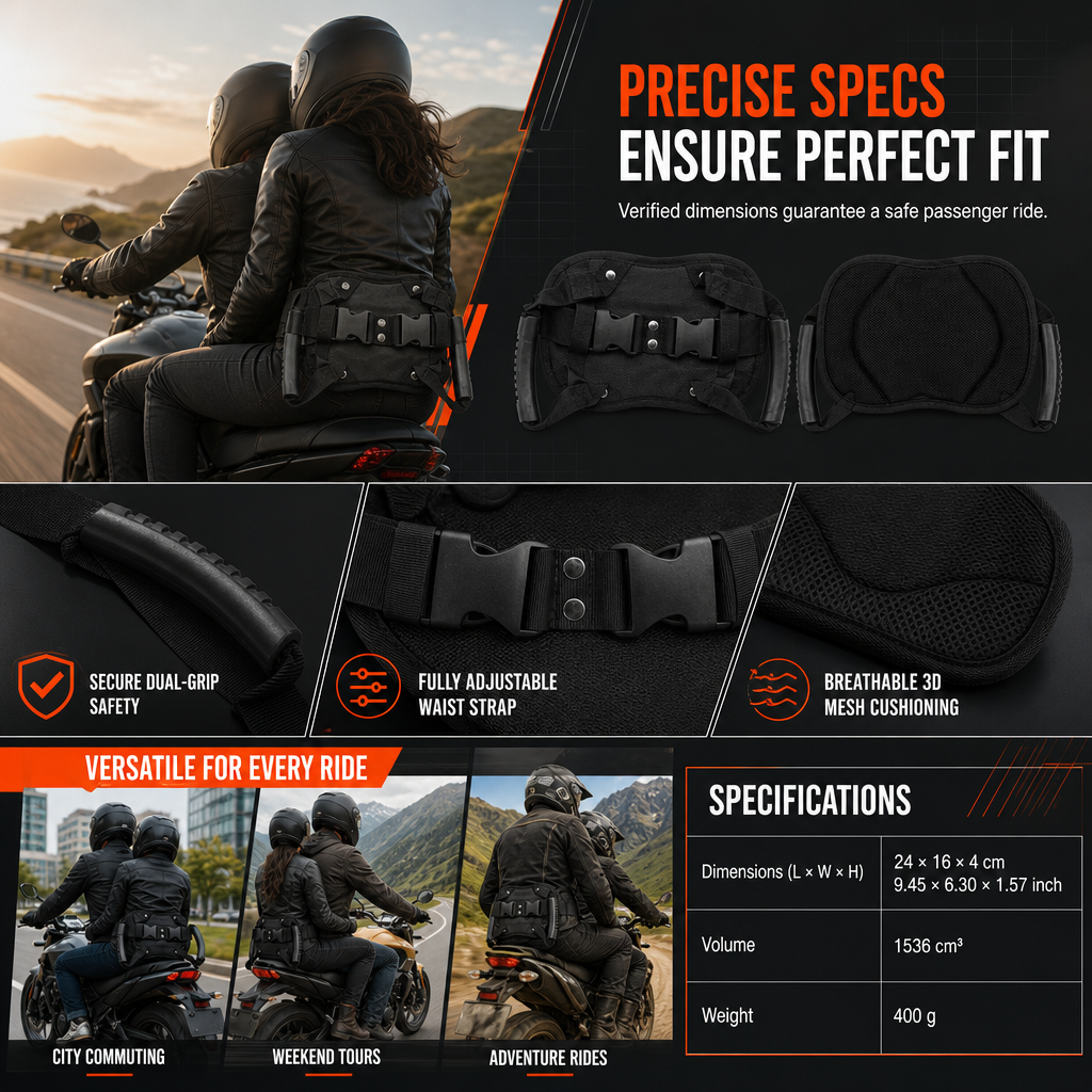 ⏳ Time-Limited Deal: Motorcycle Passenger Grab Belt 🏍️