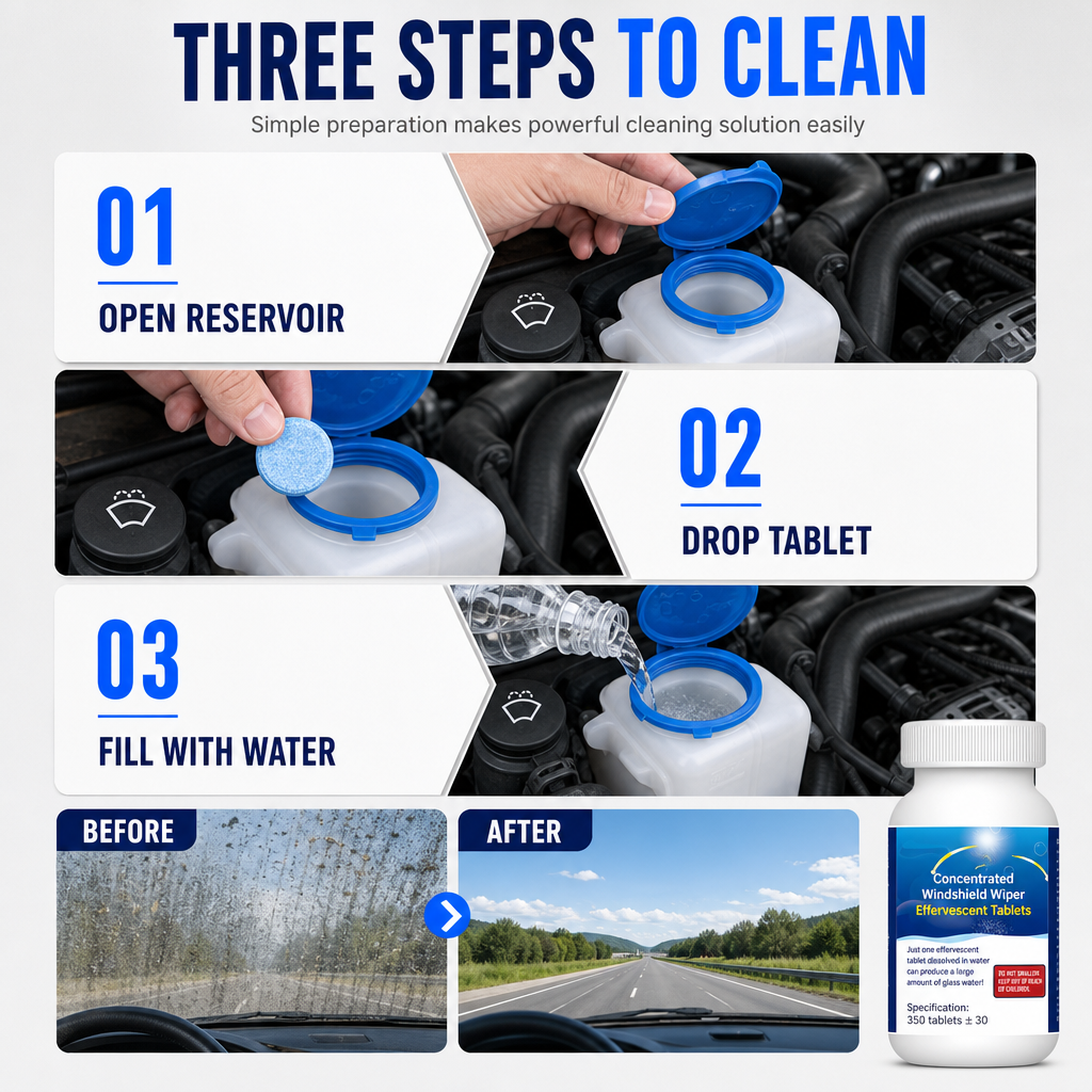 🚗 Windshield Washer Tablets | 350-Piece Bottle