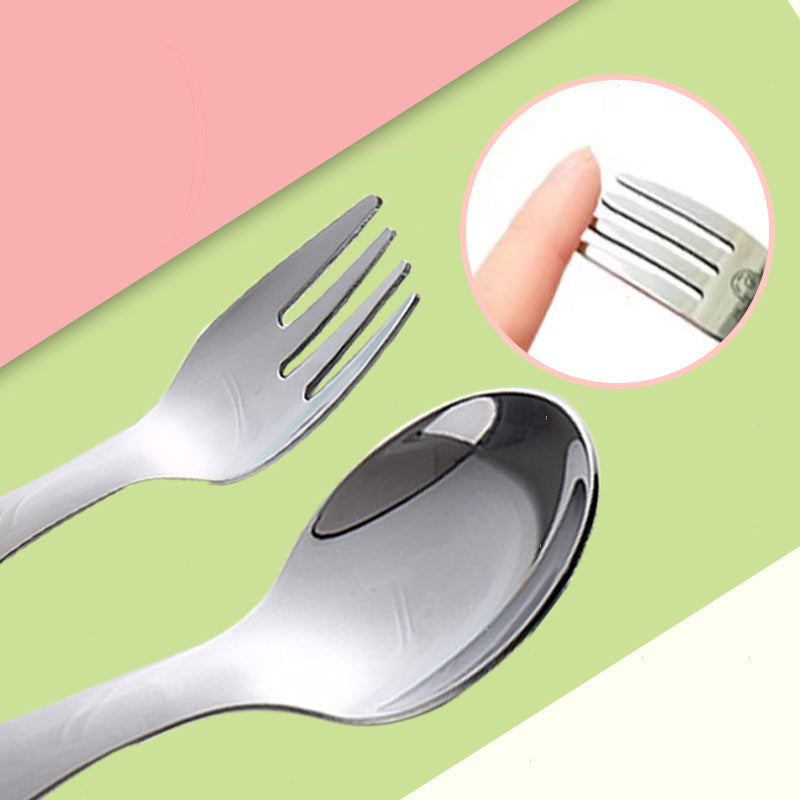 🍱 Short Cutlery Set That Fits Right in Your Lunch Box – Spoon and Fork in 304 Stainless Steel🥄l