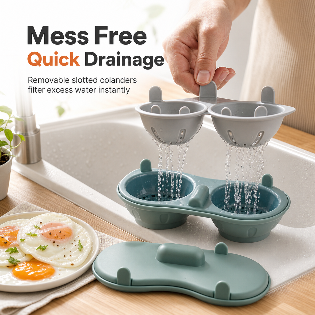 🍳 Dual-Compartment Microwave Egg Poacher