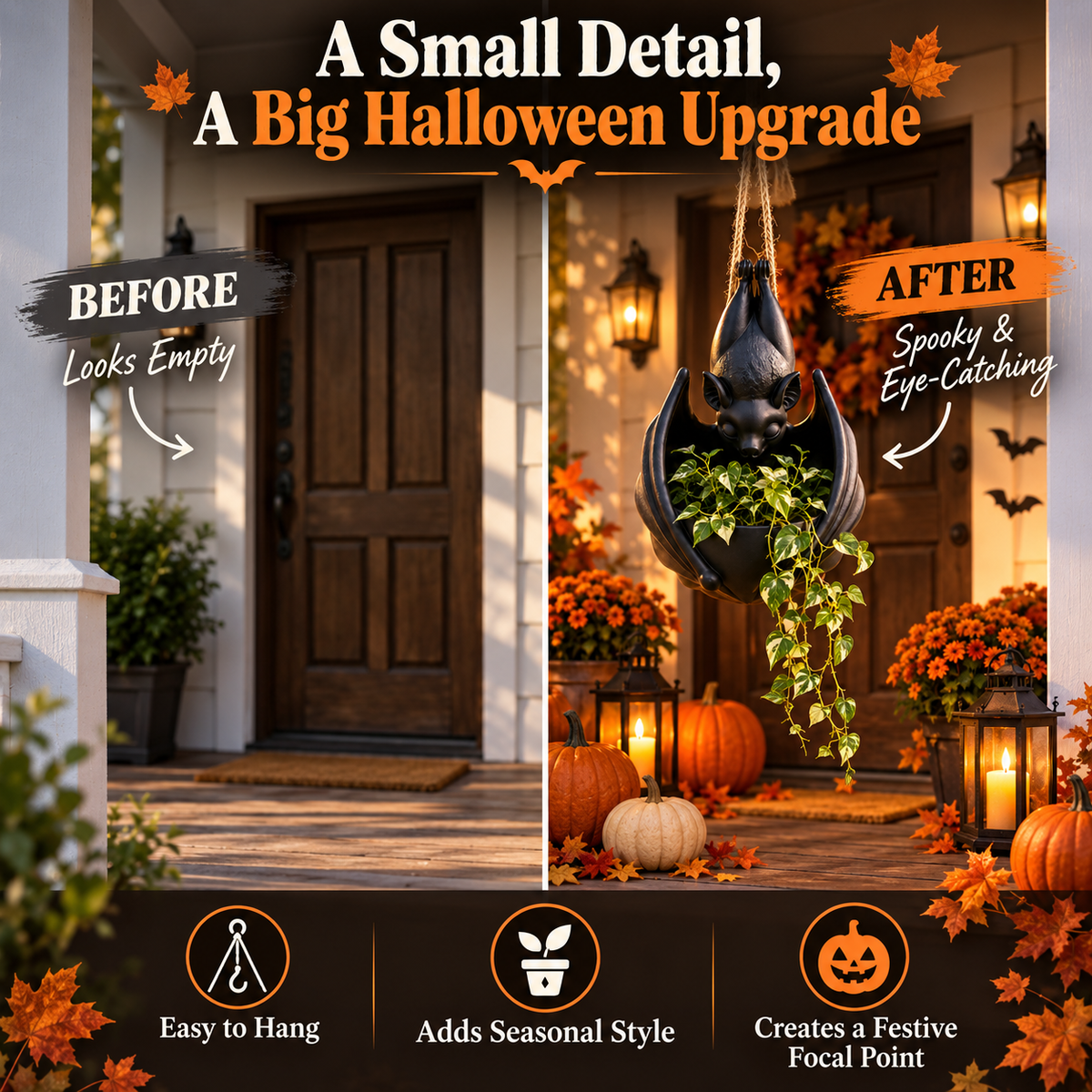Halloween Bat Hanging Plant Pot