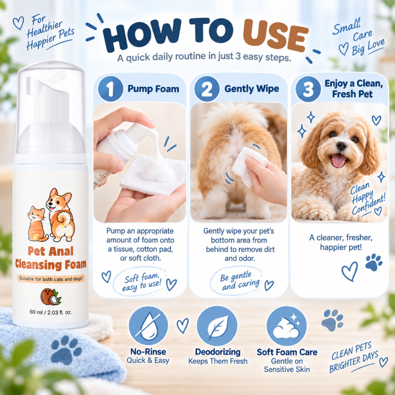 No-Rinse Pet Anal Cleansing Foam