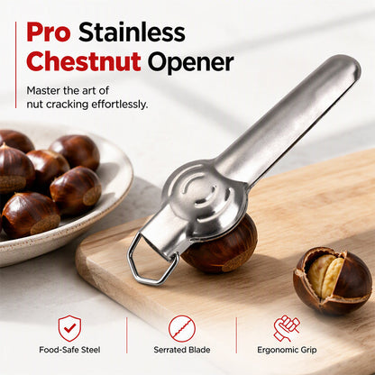 🌰 50% OFF! ✨ Lever-Assisted Stainless Steel Chestnut Opener & Nut Cracker – Food-Grade Rust-Resistant with Sharp Serrated Cross-Blade, Effort-Saving Mechanical Leverage & Ergonomic Non-Slip Grip – 17cm for Chestnuts Walnuts Pecans Hazelnuts & Almonds