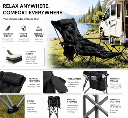 🪑 Portable, adjustable folding chair for outdoor use – Lightweight, sturdy & versatile – Ideal for the garden, camping, the beach or the patio – easy to carry and set up 🏕️✨