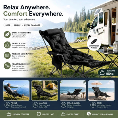 🪑 Portable, adjustable folding chair for outdoor use – Lightweight, sturdy & versatile – Ideal for the garden, camping, the beach or the patio – easy to carry and set up 🏕️✨
