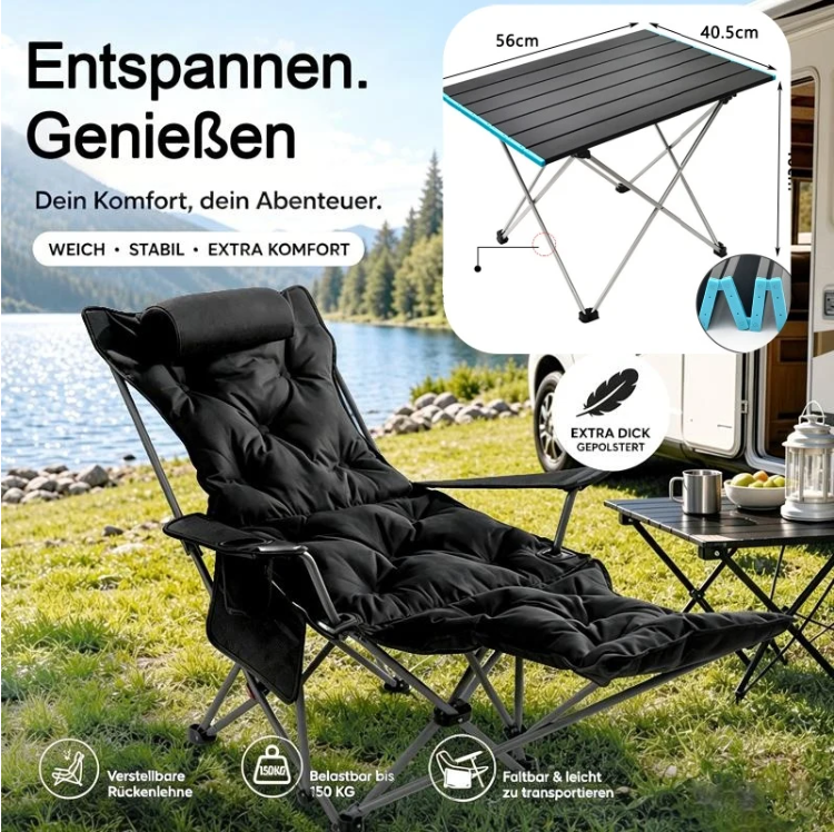🪑 Portable, adjustable folding chair for outdoor use – Lightweight, sturdy & versatile – Ideal for the garden, camping, the beach or the patio – easy to carry and set up 🏕️✨