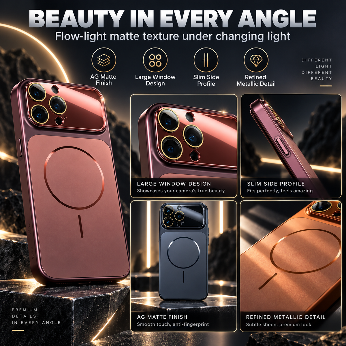 Slim Shockproof Matte Magnetic Phone Case