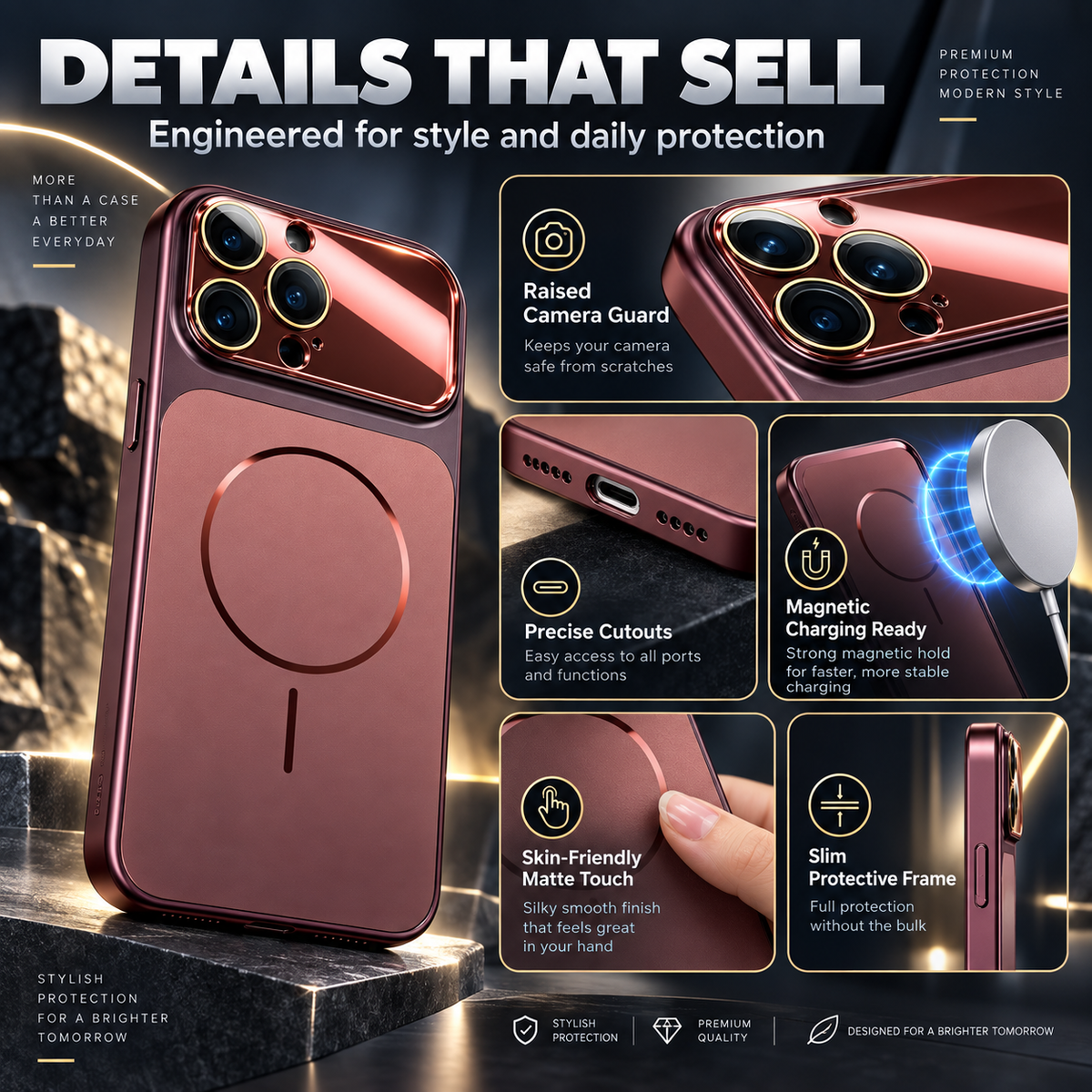 Slim Shockproof Matte Magnetic Phone Case