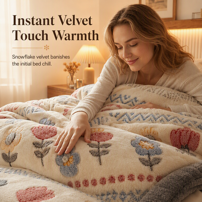 Thickened Double Sided Lamb Fleece and Milk Velvet Winter Quilt Warm Bedding Comforter for Autumn and Winter