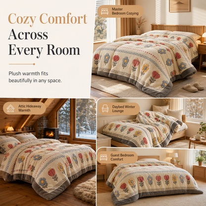 Thickened Double Sided Lamb Fleece and Milk Velvet Winter Quilt Warm Bedding Comforter for Autumn and Winter