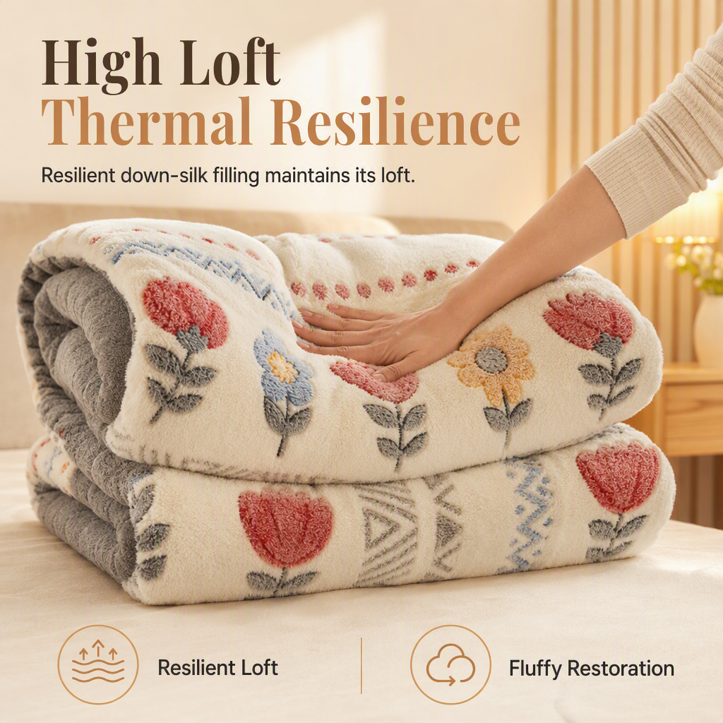 Thickened Double Sided Lamb Fleece and Milk Velvet Winter Quilt Warm Bedding Comforter for Autumn and Winter