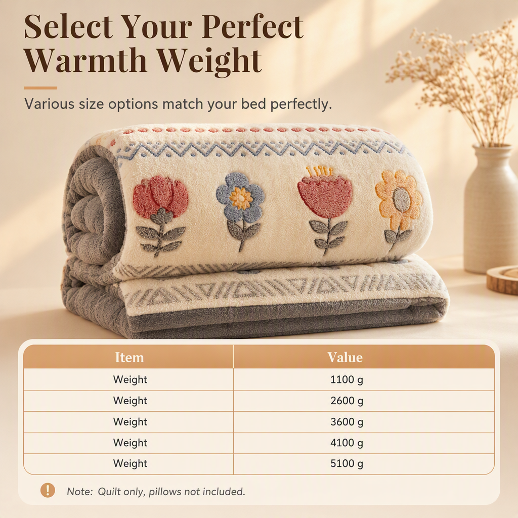 Thickened Double Sided Lamb Fleece and Milk Velvet Winter Quilt Warm Bedding Comforter for Autumn and Winter