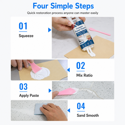 🥳2026 HOT SALE🥳💞50K+ SOLD! 🛁🧱 Ceramic Tile Repair Paste – quick-drying epoxy fills cracks & chips, waterproof for sinks, tiles & marble. Restore like new! 🛠️✅