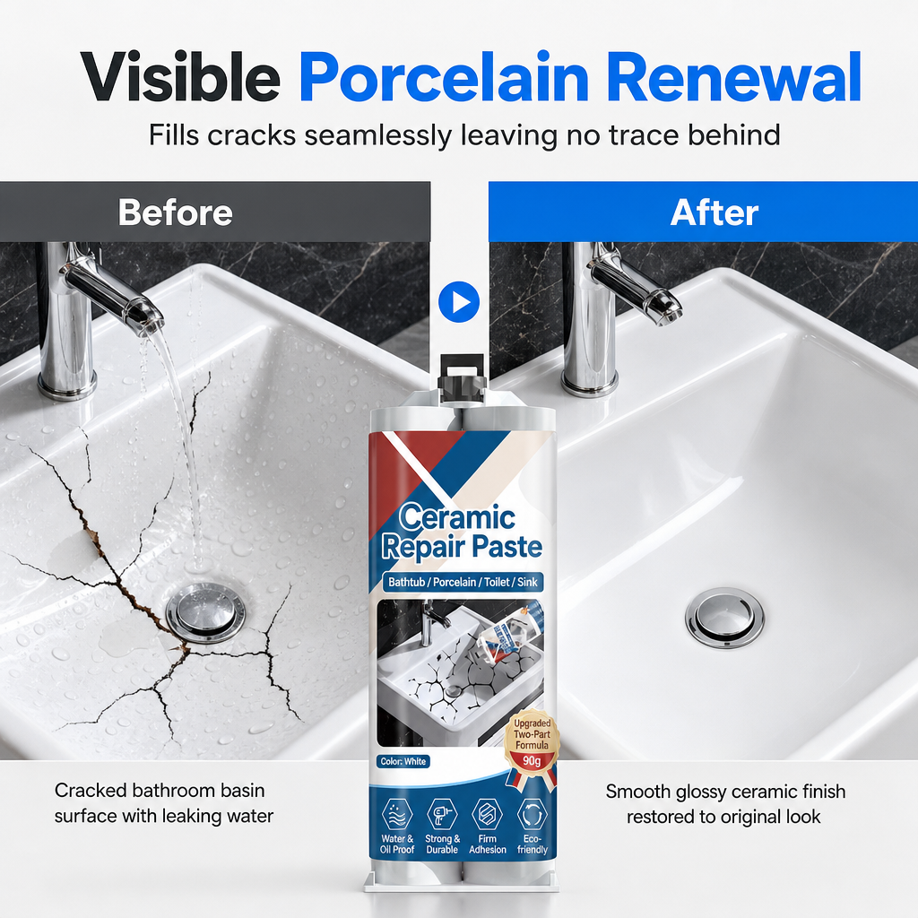 🥳2026 HOT SALE🥳💞50K+ SOLD! 🛁🧱 Ceramic Tile Repair Paste – quick-drying epoxy fills cracks & chips, waterproof for sinks, tiles & marble. Restore like new! 🛠️✅