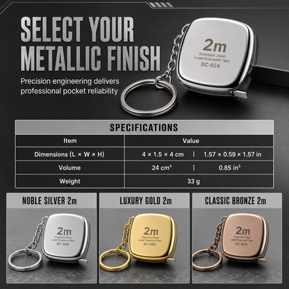 Mini Stainless Steel Retractable Tape Measure Keychain