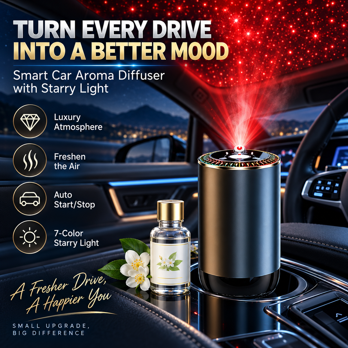 Smart Car Aroma Diffuser with Starry Projection