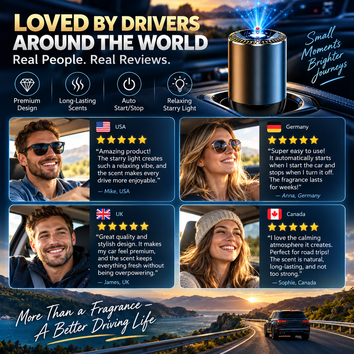 Smart Car Aroma Diffuser with Starry Projection