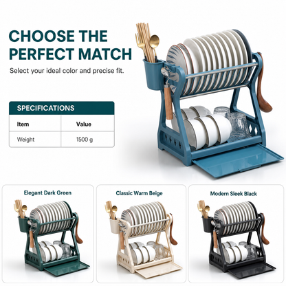🍽️ 50% OFF! ✨ Multi-Tier Carbon Steel Dish Drying Rack with Drip Tray – Double Counter Space Vertical Design, Holds 12+ Plates Deep Card Slots, Removable Slide-Out Drainage Tray & Tool-Free Snap Assembly – 3 Colors 🥢