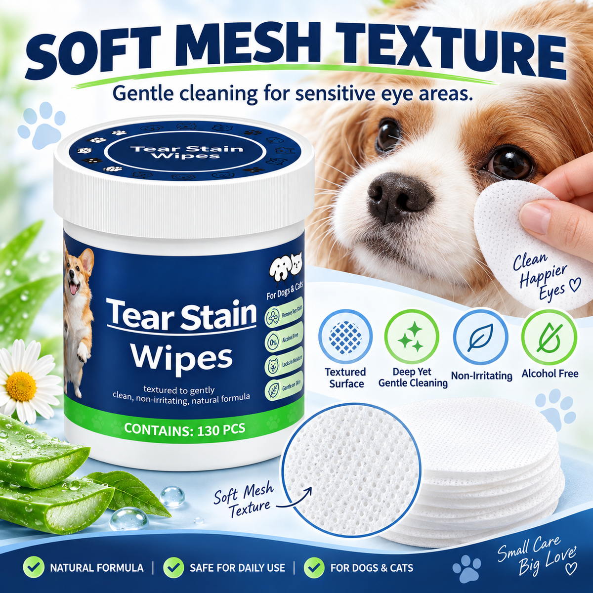 Pet Eye and Tear Stain Cleaning Wipes for Dogs and Cats