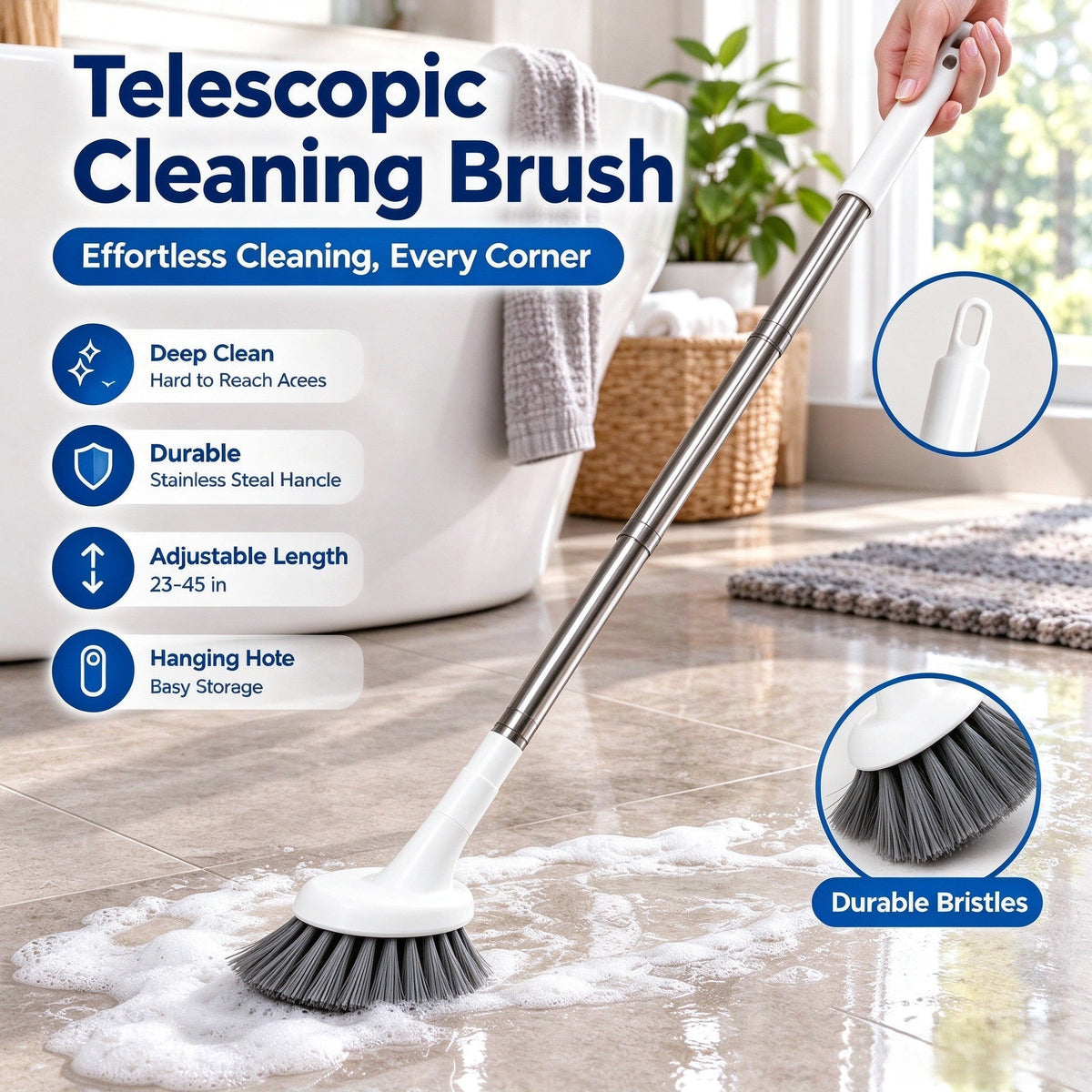 📢 50% OFF NOW! ⏰Telescopic Cleaning Brush | Scrub Brush for Hard-to-Reach Corners🚽