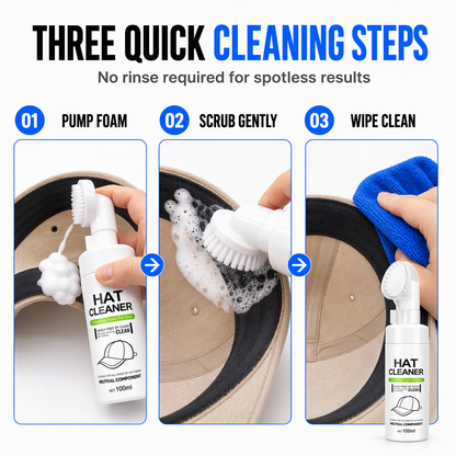 Rinse Free Hat Foam Cleaner for Sweat and Stain Removal
