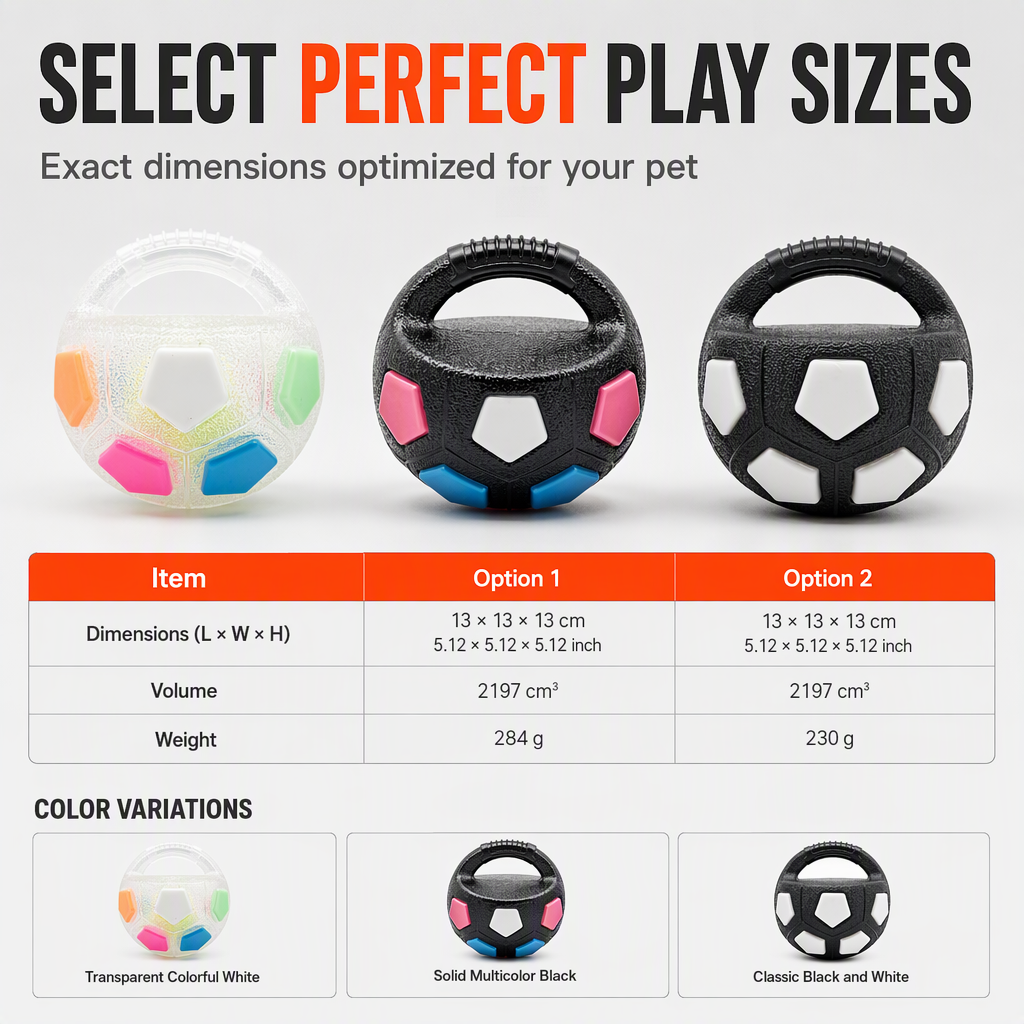 Interactive Dog Soccer Ball Toy with Grab Tabs
