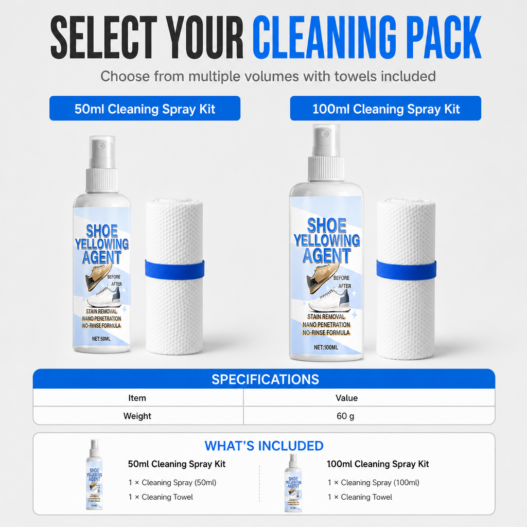 Shoe Sole Whitening Spray for De-yellowing and Oxidation Removal