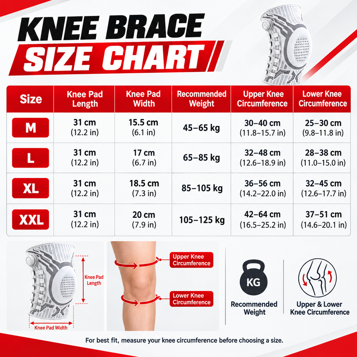 Dial-Adjustable Sports Knee Brace with Alloy Spring Support