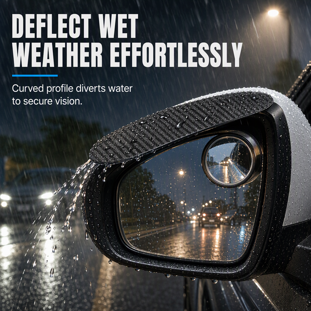 🚗50% OFF NOW! Adjustable Blind Spot Mirrors with Rain Visor, Carbon Fiber Rearview Mirror Rain Guard, Wide Angle Convex Mirror for Car Side Mirror, Improve Driving Safety in Rainy Days