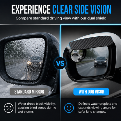🚗50% OFF NOW! Adjustable Blind Spot Mirrors with Rain Visor, Carbon Fiber Rearview Mirror Rain Guard, Wide Angle Convex Mirror for Car Side Mirror, Improve Driving Safety in Rainy Days