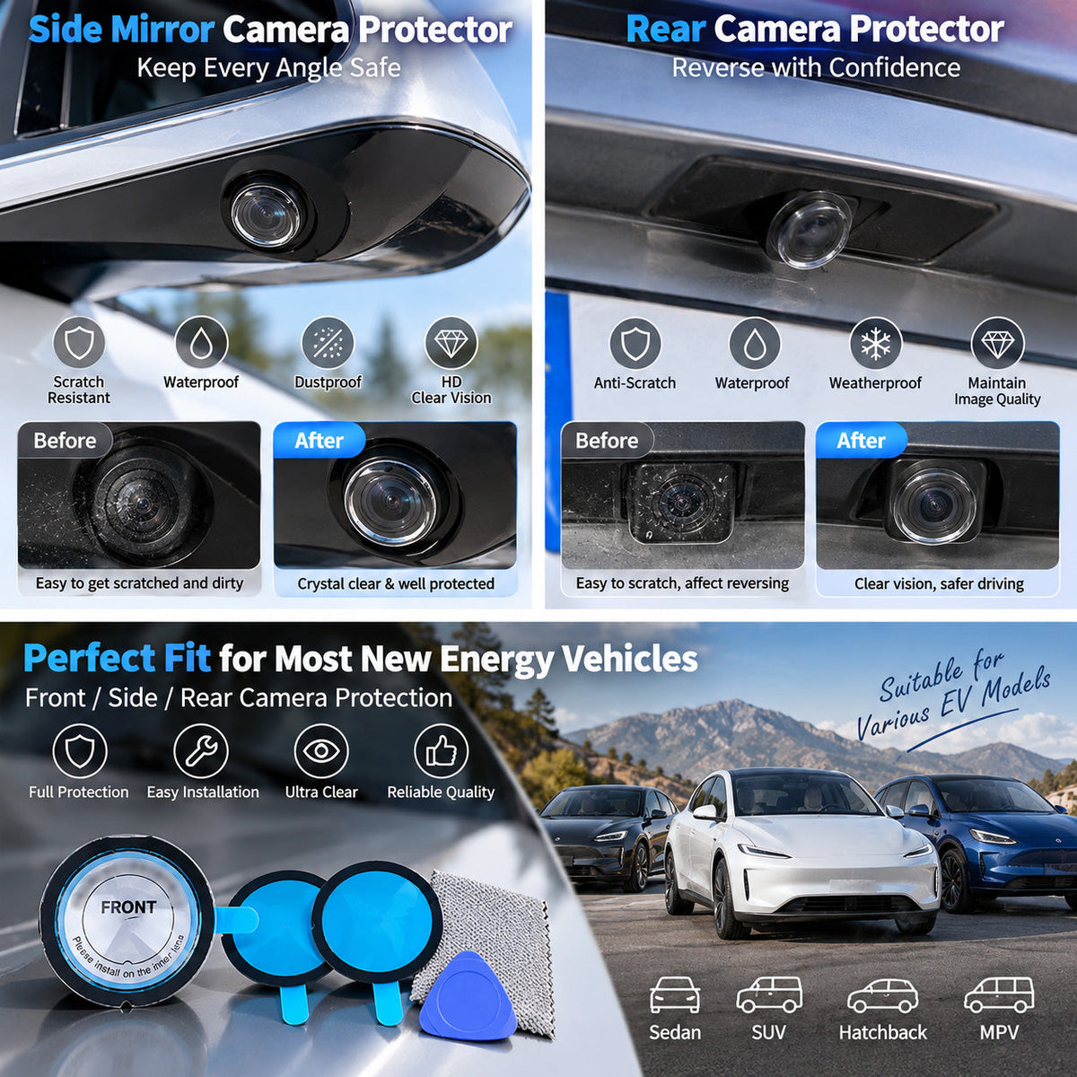 Front Camera Protective Cover for Electric Vehicles