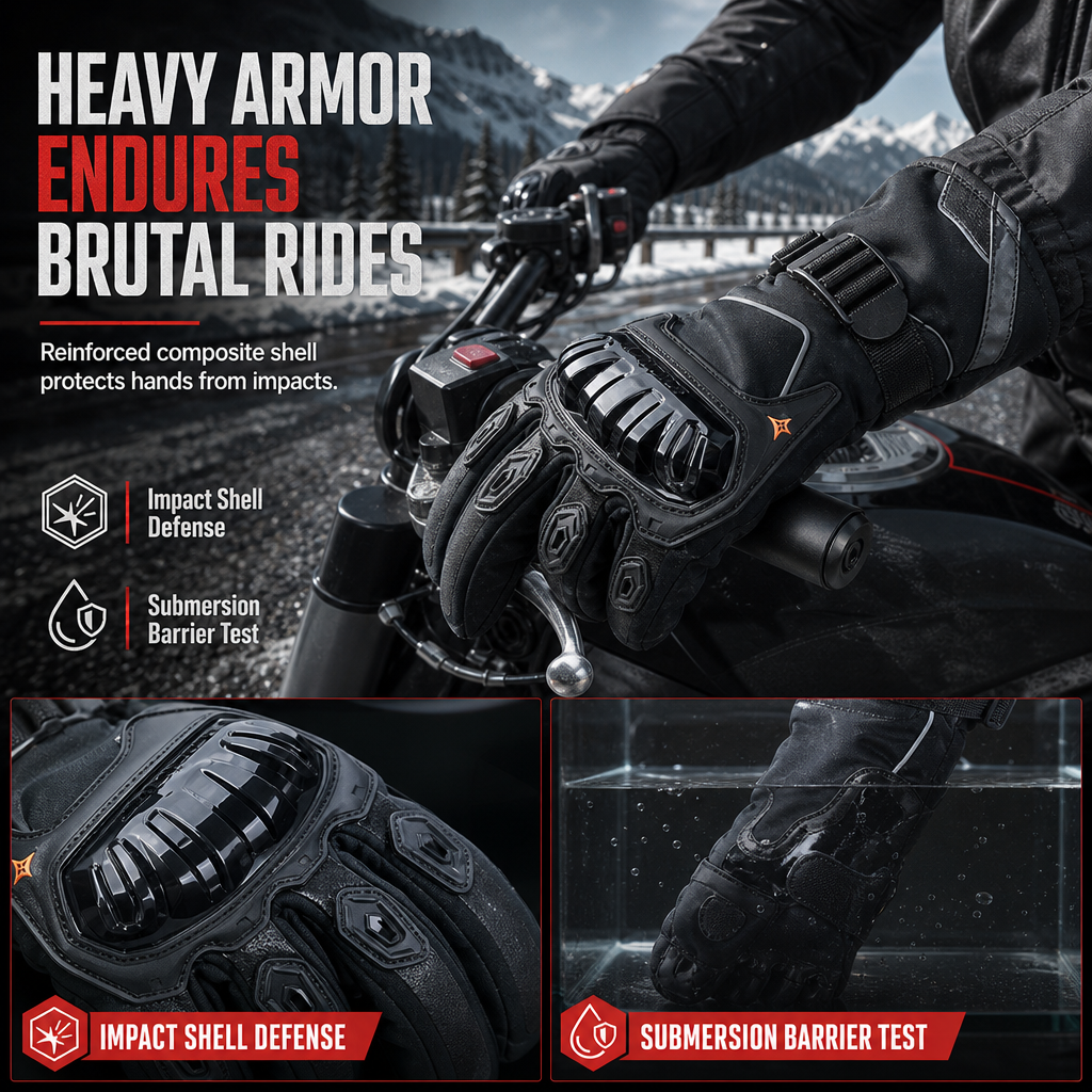 🏍️ 50% OFF NOW! ❄️ Winter Motorcycle Gloves – Knuckle Armor, Waterproof Shell & Plush Lining – Extended Gauntlet for Freezing Rides 🧤