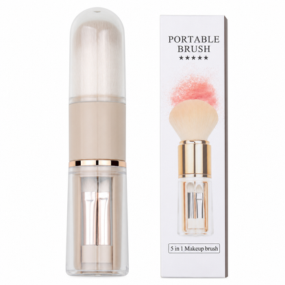 🖌️LAST DAY SALE 50% OFF !!📢Portable Retractable Makeup Brush Set – Multifunctional Travel Cosmetic Tool with Powder, Blush & Silicone Lip Brush