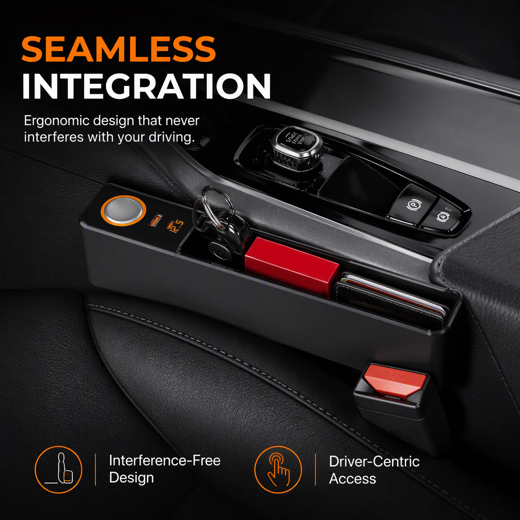 Multifunctional Car Seat Gap Organizer Box with USB Charging Ports